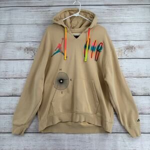 Nike Air Jordan Flight MVP Fleece 23 Hoodie Mens Size XL Tan Beige DQ8019-252